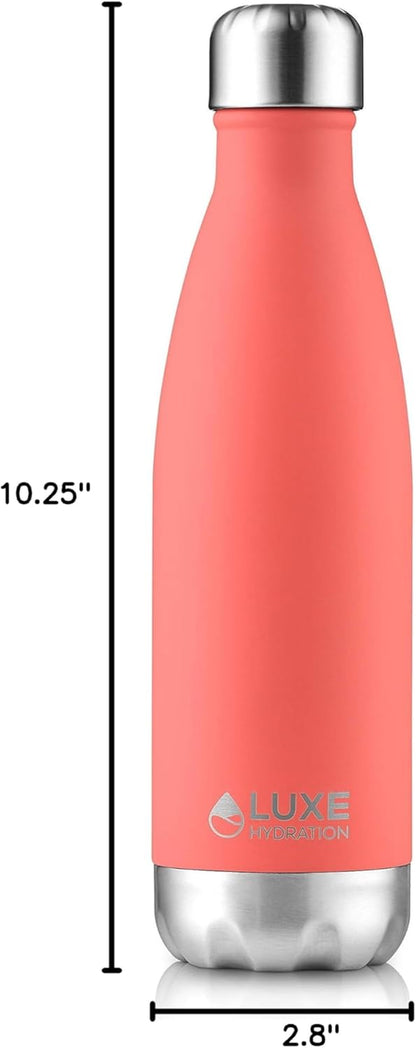 Stay Hydrated in Style with Our 17Oz Coral Travel Water Bottle - Double Wall Insulated Stainless Steel, Keeps Drinks Cold for 24 Hours and Hot for 12 Hours!
