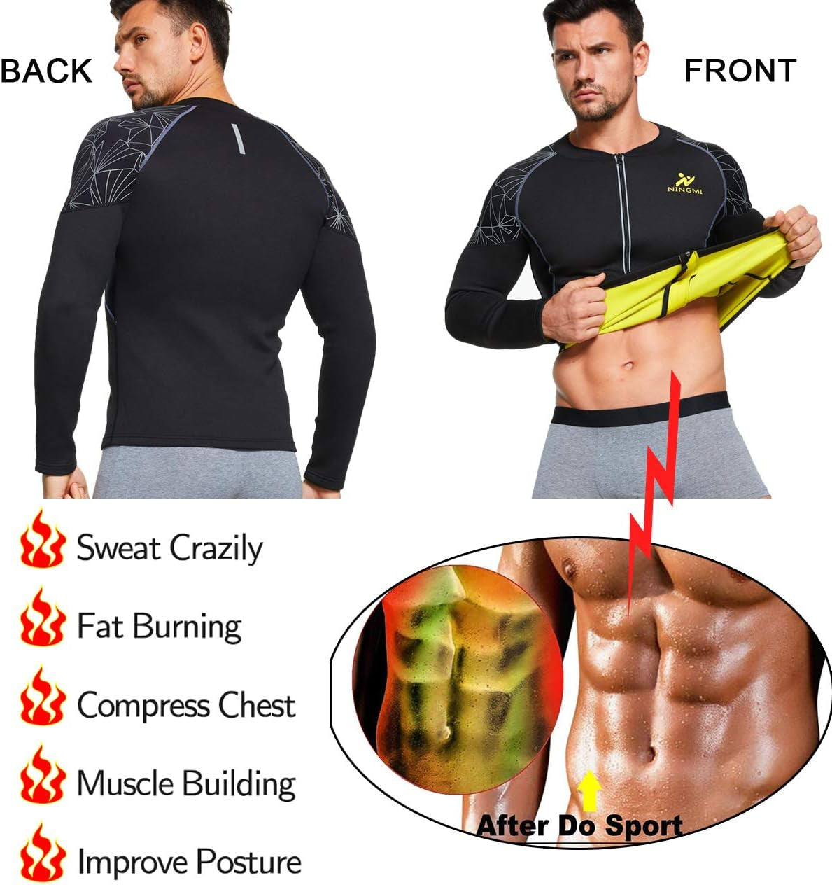 Elevate Your Workout with Our Men's Sauna Suit: Long Sleeve Neoprene Sweat Jacket for Ultimate Body Shaping